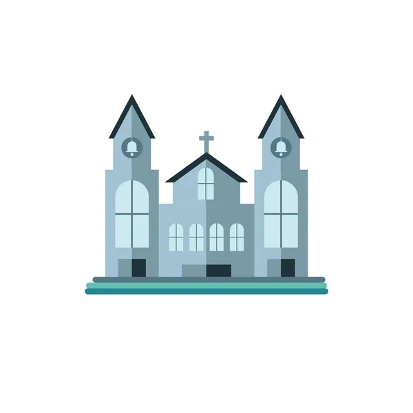 Katolikus templom fehér háttér — Stock Vector