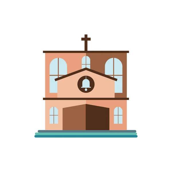 Iglesia católica sobre fondo blanco — Vector de stock