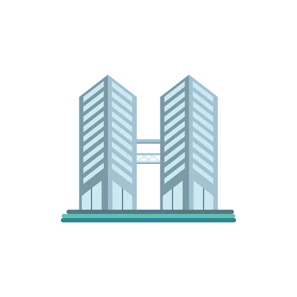Arquitectura de la ciudad torre de negocios, edificio de apartamentos y oficinas, paisaje urbano sobre fondo blanco — Vector de stock