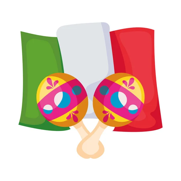 Maracas mit mexikanischer Flagge — Stockvektor