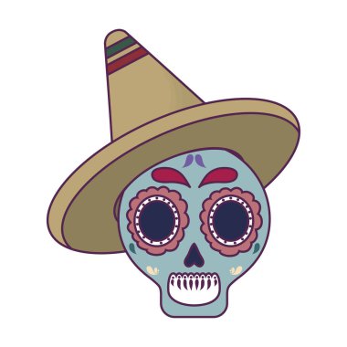 Geleneksel Meksika şapkalı kafatası ölümü