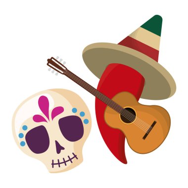 Meksika şapkalı ve simgeli kırmızı biber