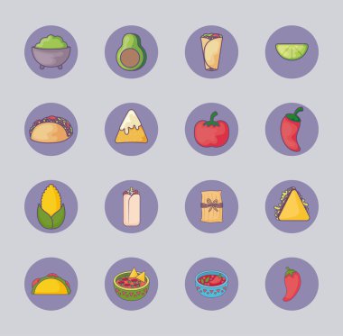 Dekor simgeli Meksika yemekleri paketle