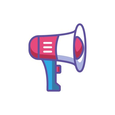 Beyaz arkaplan ile sevimli megafon