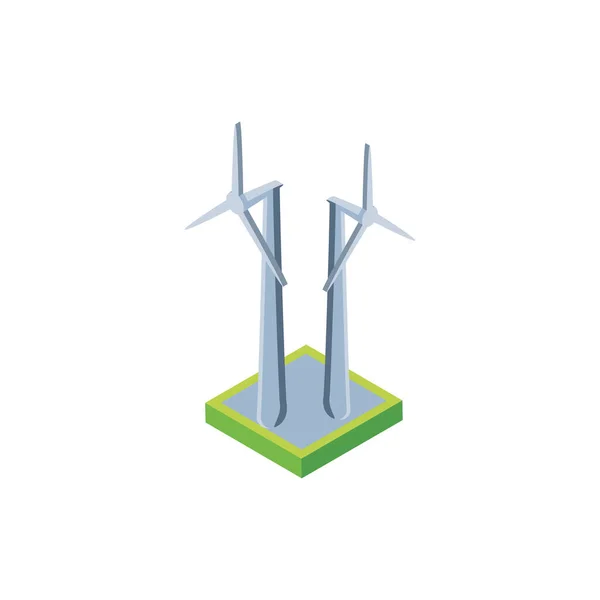 Erneuerbare-Energien-Turbine auf weißem Hintergrund — Stockvektor