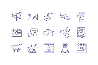 Beyaz arkaplanda simge sosyal medya seti