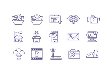 Beyaz arkaplanda simge sosyal medya seti