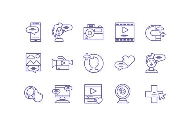 Beyaz arkaplanda simge sosyal medya seti