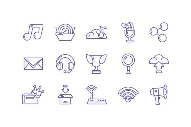 Beyaz arkaplanda simge sosyal medya seti