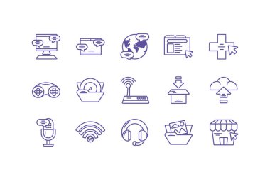 Beyaz arkaplanda simge sosyal medya seti