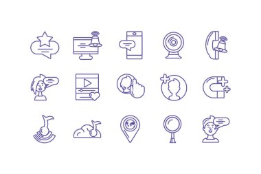 Beyaz arkaplanda simge sosyal medya seti