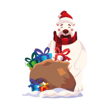 Mutlu noeller ayı çizgi film vektör tasarımı