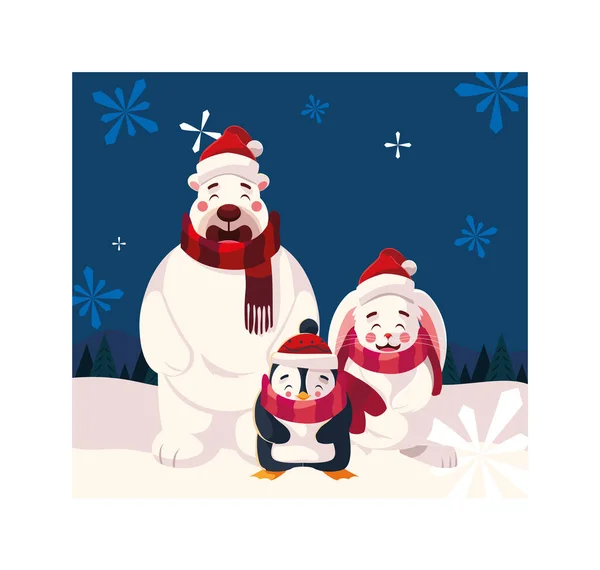 Tarjeta de Navidad con iconos de Navidad — Vector de stock