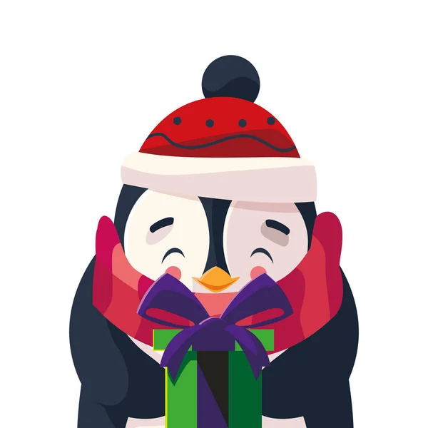 Merry christmas penguin cartoon vector design — Stock Vector