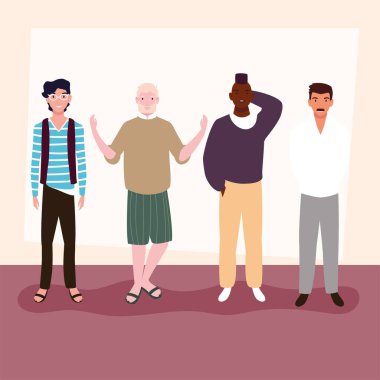 Farklı pozlarda duran adamlar.