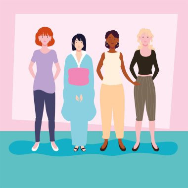 Farklı pozlarda duran kadınlar