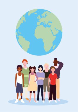 Dünya gezegenine sahip bir grup insan