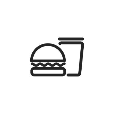 İzole edilmiş hamburger ve cam ikon vektör tasarımı