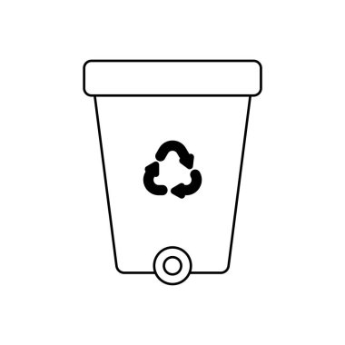 Beyaz arkaplanda geri dönüşüm sepeti silueti