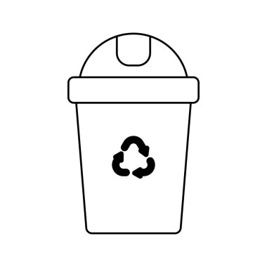 Beyaz arkaplanda geri dönüşüm sepeti silueti