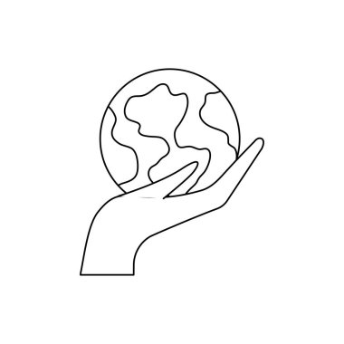 Beyaz arka planda dünya gezegeniyle el ele