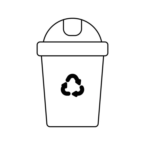 Silhouette panier de recyclage sur fond blanc — Image vectorielle