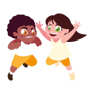 Erkek ve kız çizgi film vektör tasarımı