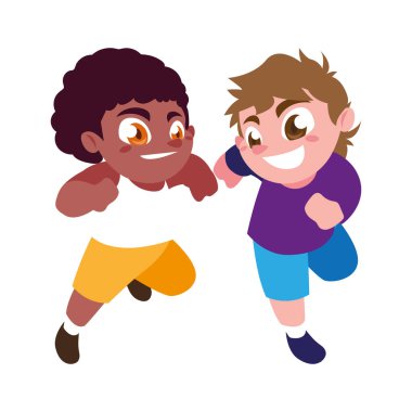 İzole çocuklar çizgi film vektör tasarımı