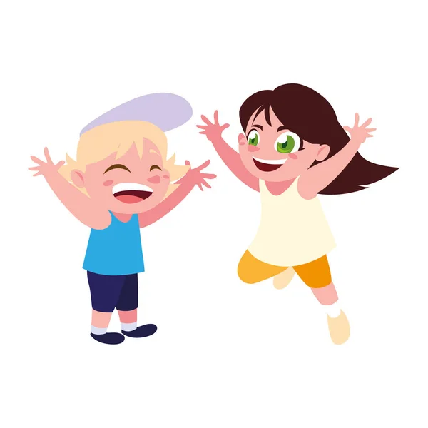 Jongen en meisje cartoon vector ontwerp — Stockvector