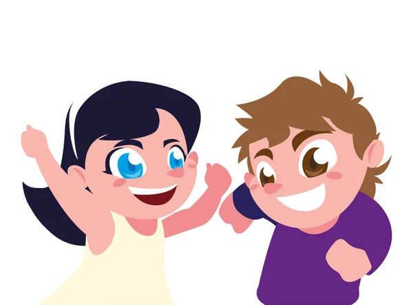 Jongen en meisje cartoon vector ontwerp — Stockvector