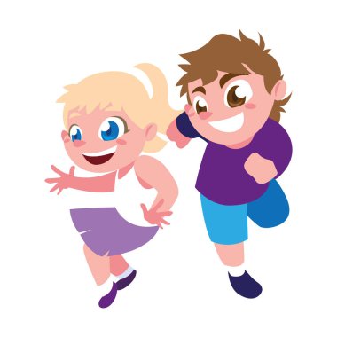 Erkek ve kız çizgi film vektör tasarımı