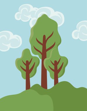 Arkaplan manzaralı ağaç bitkileri