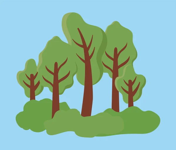 Plantes d'arbres avec paysage de fond — Image vectorielle