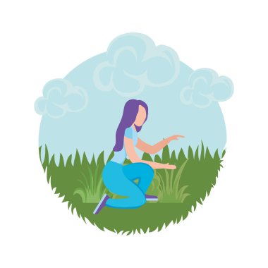 mujer joven en la hierba