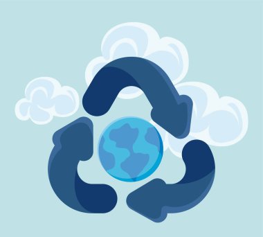 Dünya gezegeniyle yenilenebilir enerji sembolü