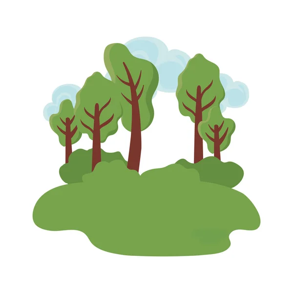 Les plantes d'arbres avec paysage sur fond blanc — Image vectorielle