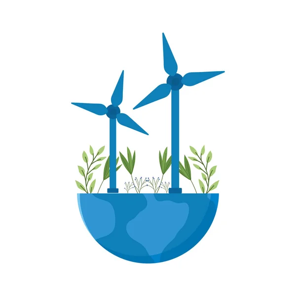 Turbine à énergie renouvelable sur fond blanc — Image vectorielle