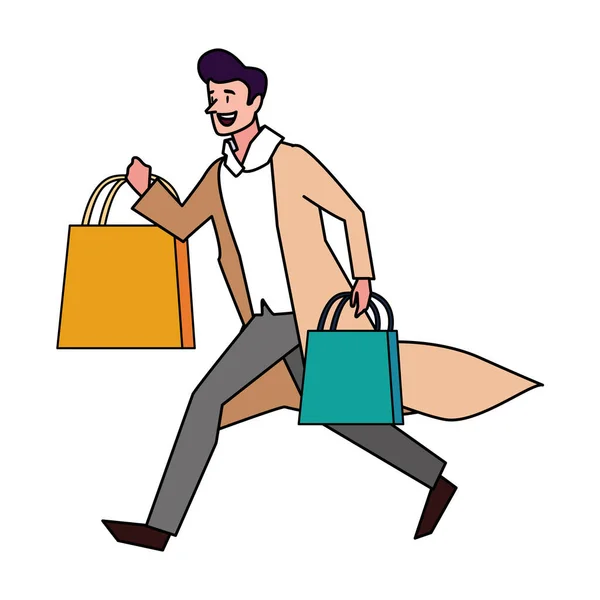 Isolated man shopping vector design — Stock Vector