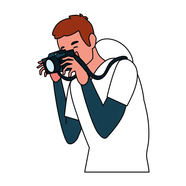 Homem tirando foto desenho vetorial — Vetor de Stock