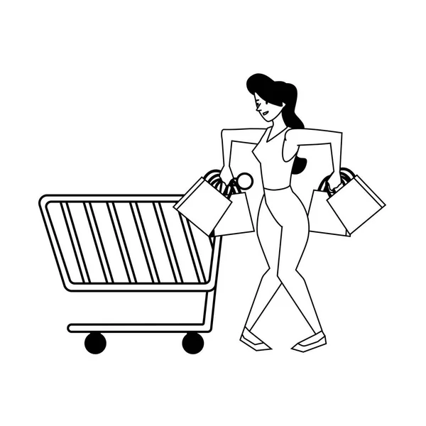 Diseño de vectores de compras mujer aislada — Archivo Imágenes Vectoriales