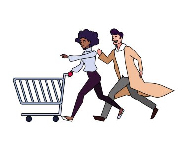 İzole kadın ve erkek alışveriş vektörü tasarımı