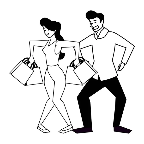 İzole kadın ve erkek alışveriş vektörü tasarımı — Stok Vektör