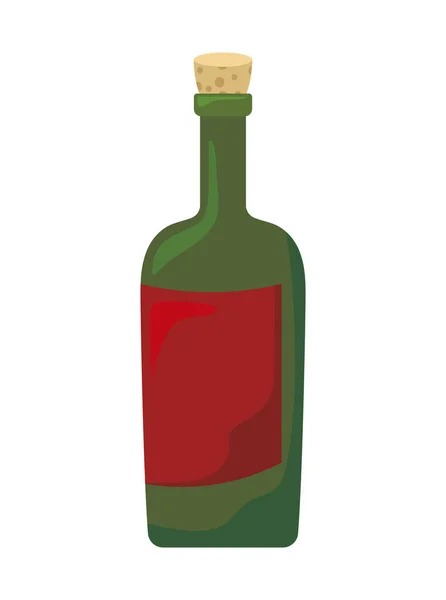 Flaska vin på vit bakgrund — Stock vektor