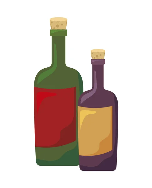 Bouteilles de vin sur fond blanc — Image vectorielle