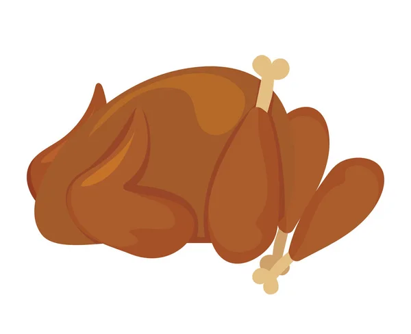 Pavo asado sobre fondo blanco — Vector de stock