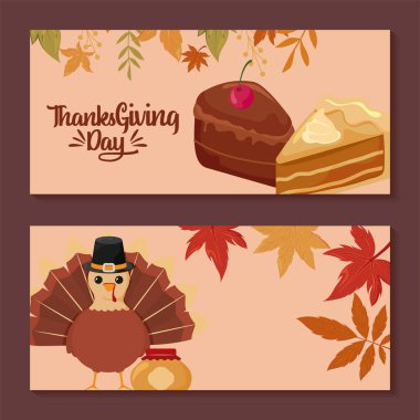 Şükran Günü ve yemek etiketli kartlar.