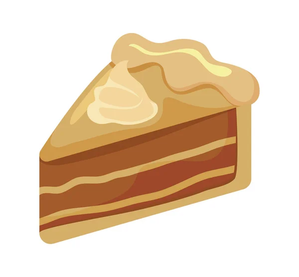 Deliciosa porção de bolo no fundo branco — Vetor de Stock