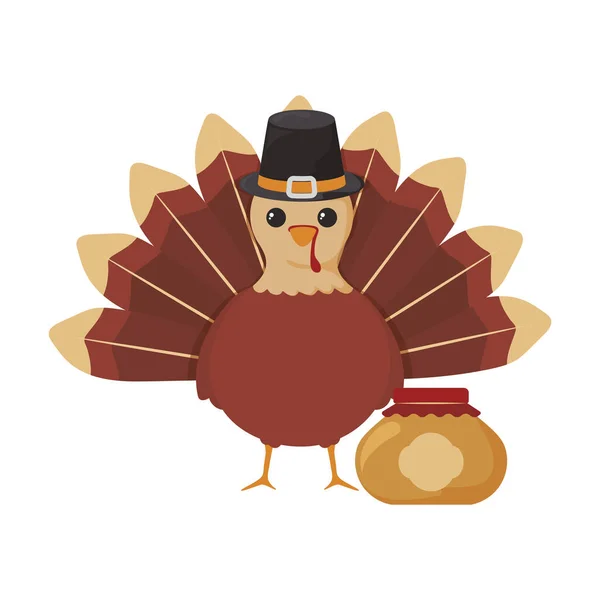 Turkey of thanksgiving on white background — Stock Vector