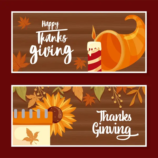Открытки с лейблом счастливого Дня благодарения — стоковый вектор