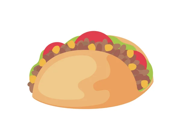 Heerlijke taco, typisch Mexicaans eten — Stockvector